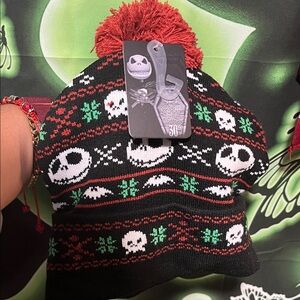 Kids Skull Pattern Beanie - Black, Red, Green